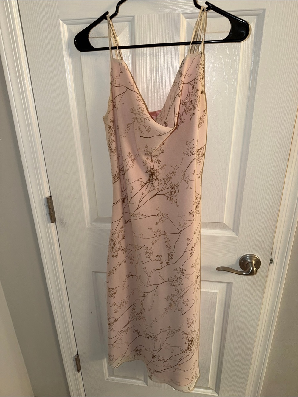 Slip Midi Dress in Blush with Floral Print